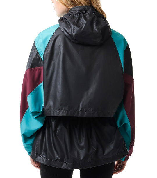 Oversized Hooded Colourblock Jacket with Adjustable Waist Black/Ocelle-Zin-Zin