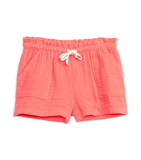 Toddler Gauze Pull-On Shorts with Washwell Pink Reef