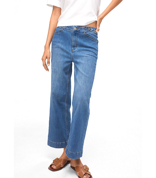 Straight Cropped Jeans Blue