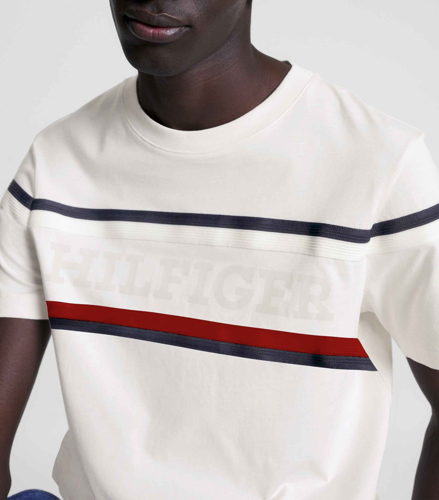 Men's Global Stripe Monotye T-Shirt Weathered White