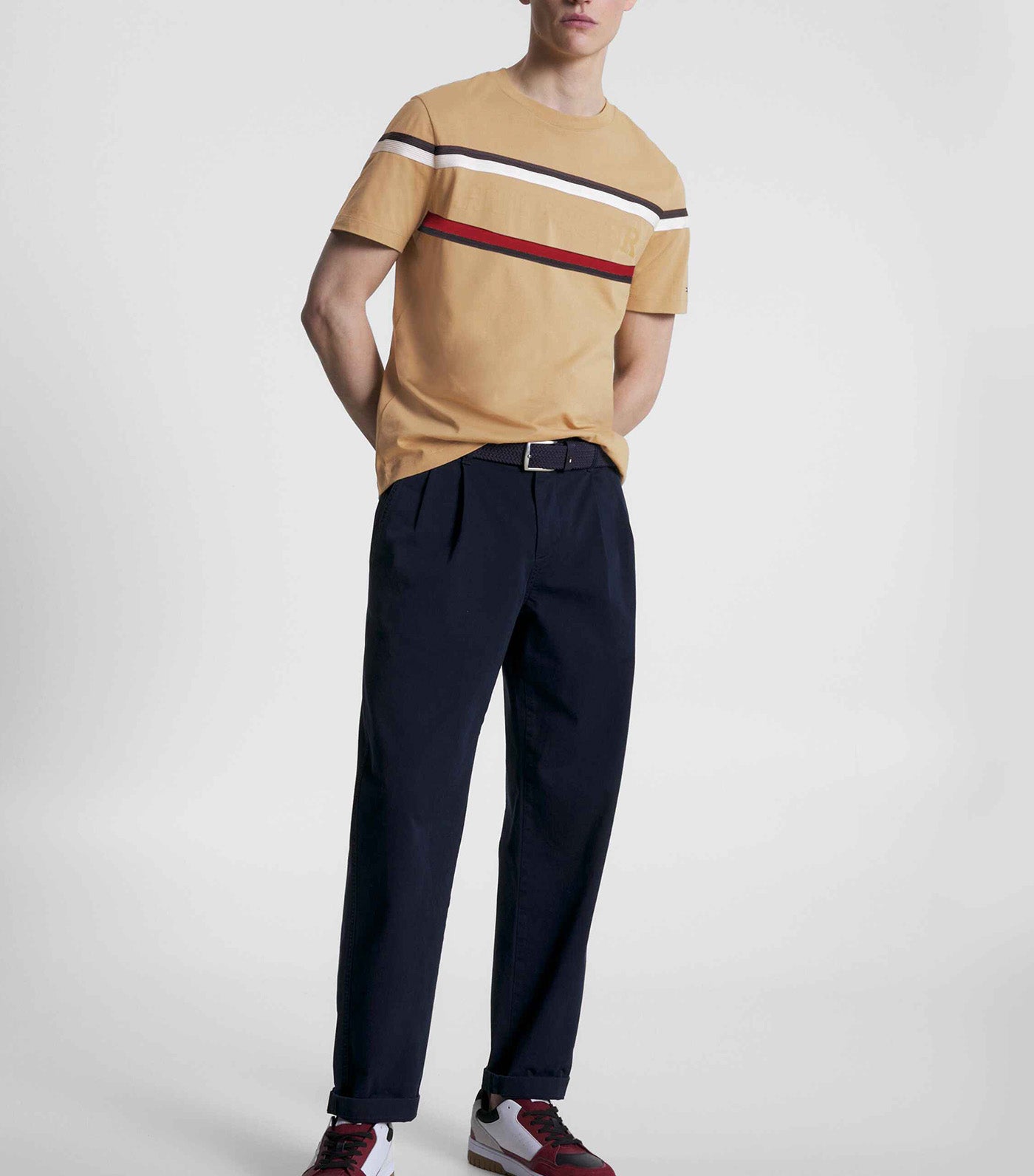 Men's Global Stripe Monotye T-Shirt Classic Khaki