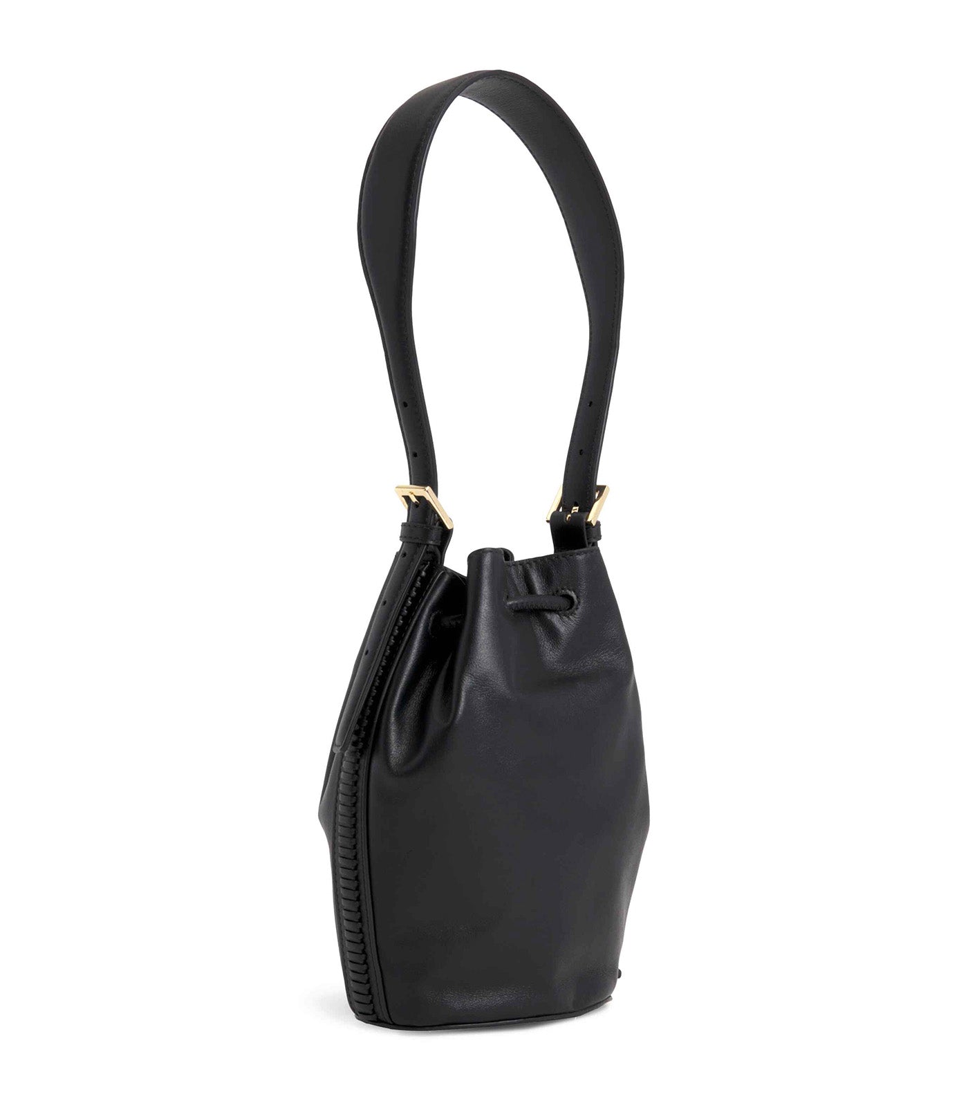 Women's Crest Leather Bucket Bag Black