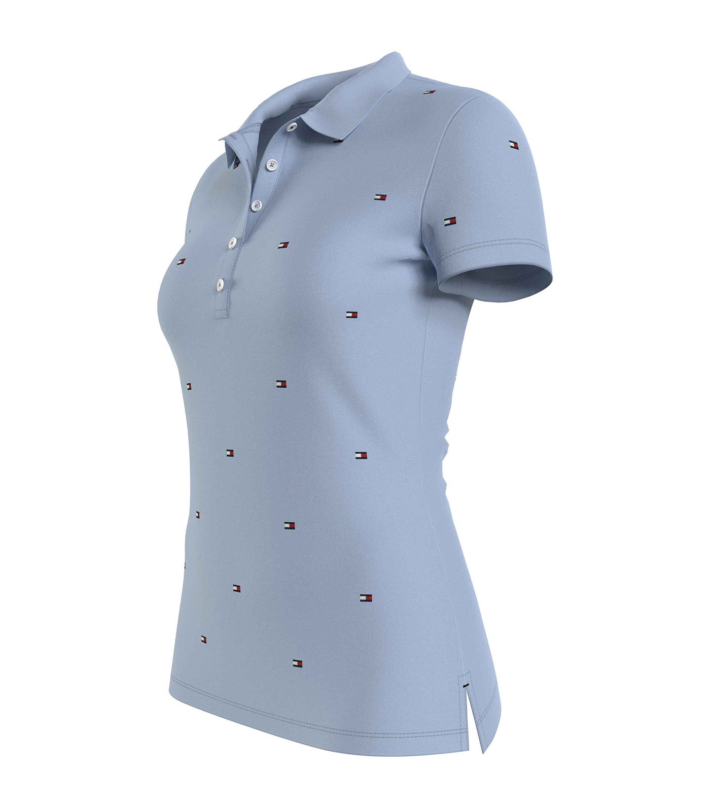 Women's IM Felicia Slim Embroidered Polo Shirt Mini Flag All Over Embr / Breezy Blue