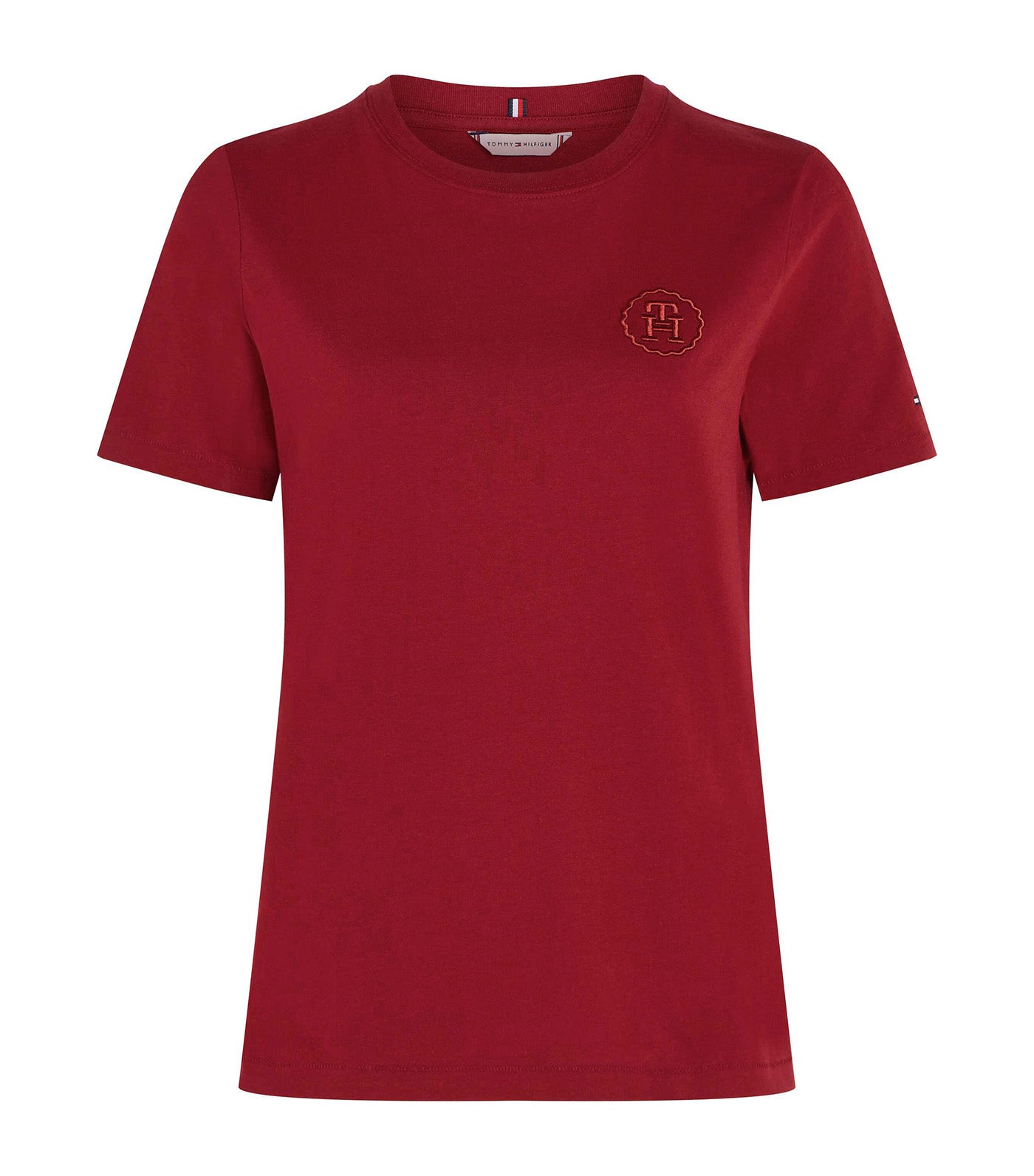 Women's Modern Tonal Logo Embroidered T-Shirt Rouge
