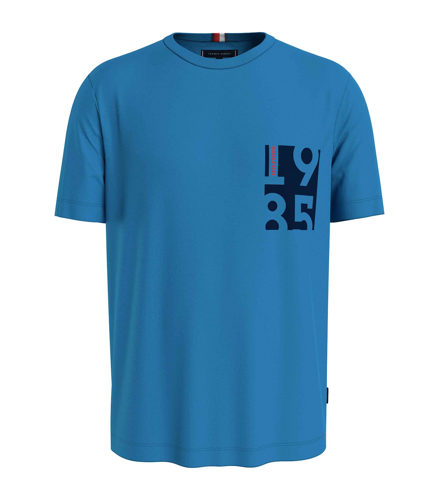 Men's Chest Print T-Shirt Cerulean Aqua