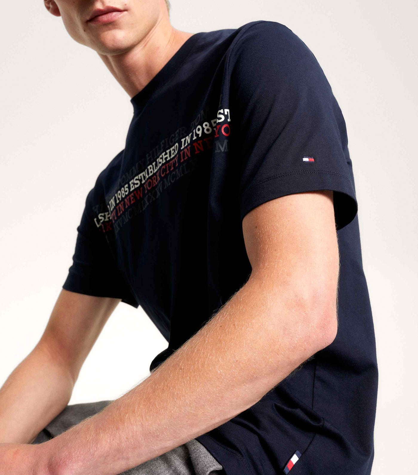 Tommy Hilfiger Men's Center Chest Stripe T-Shirt Desert Sky