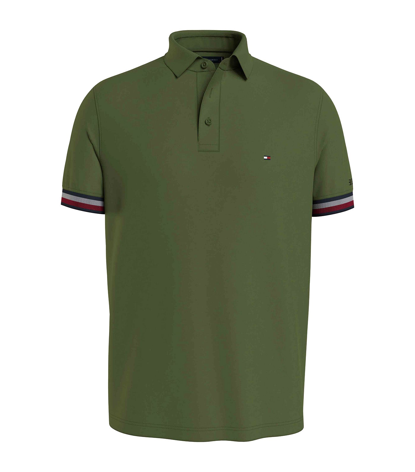 Tommy Hilfiger Men\'s WCC Bold Textured Cuff Regular Polo Shirt Putting Green