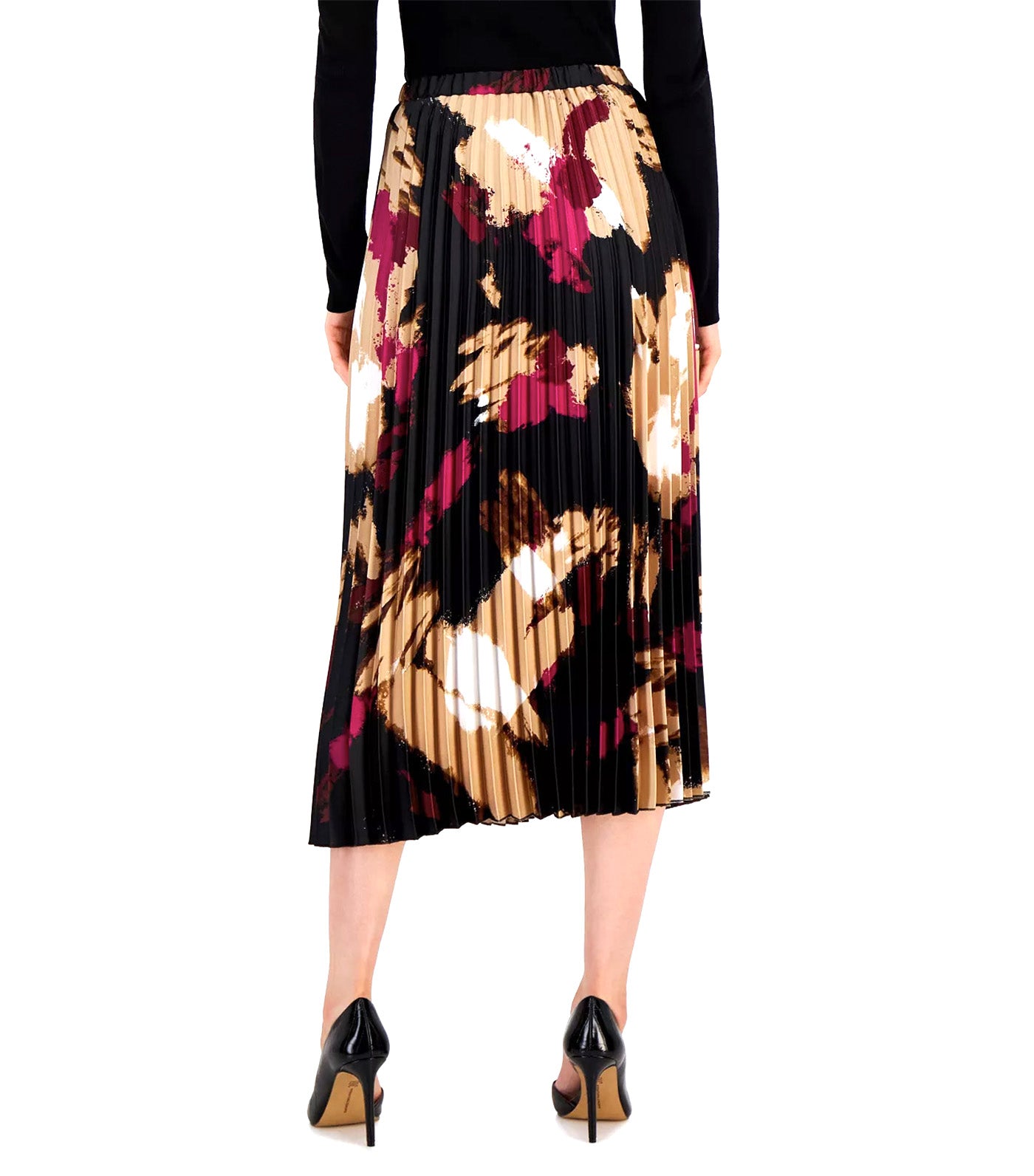 Women's Printed Pull-On Pleated Skirt Anne Black/Chianti Multi