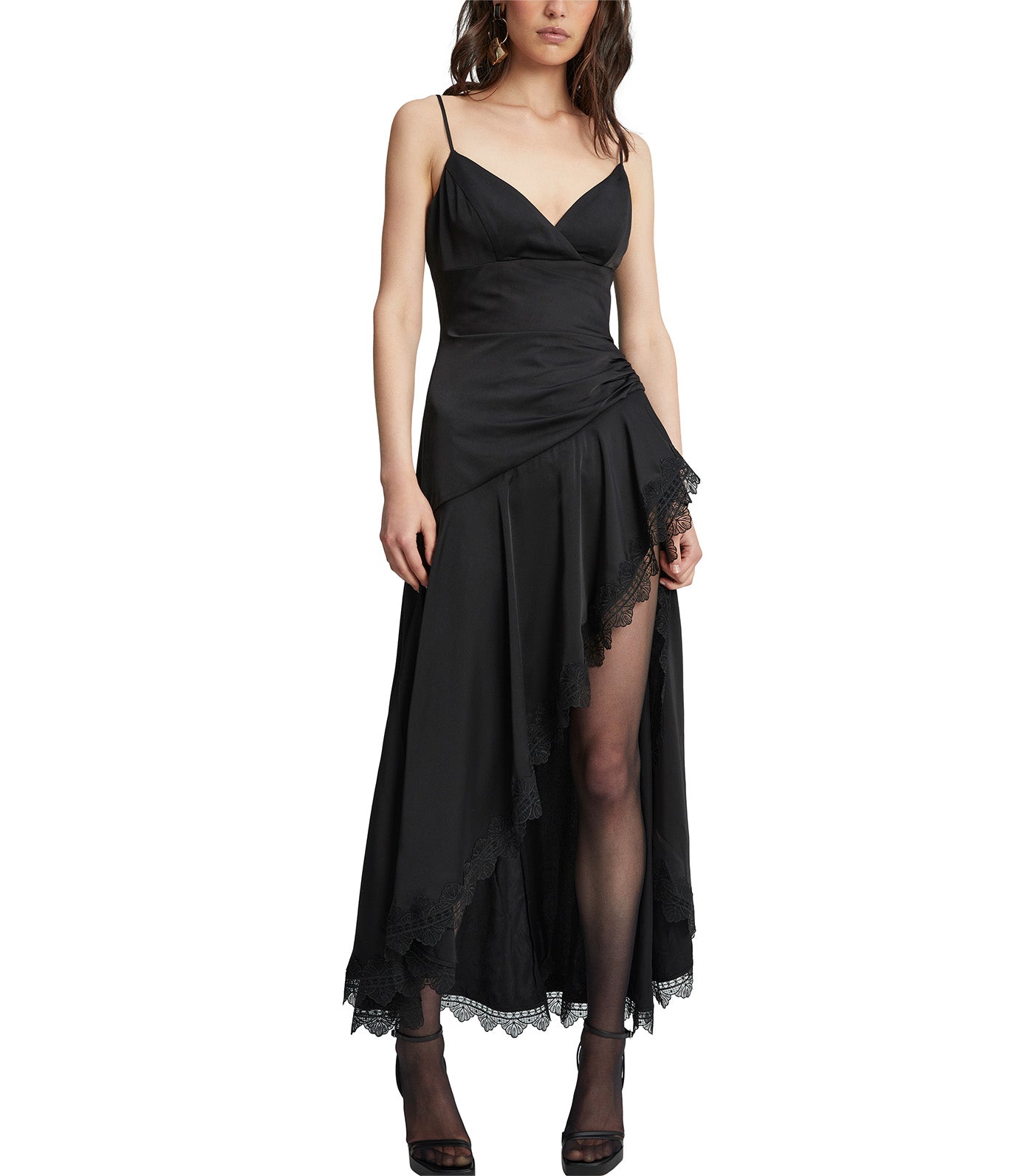 Sorella Lace Trim Midi Dress Black