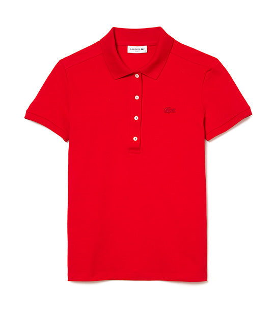 Women's Lacoste Stretch Cotton Piqué Polo Shirt Red