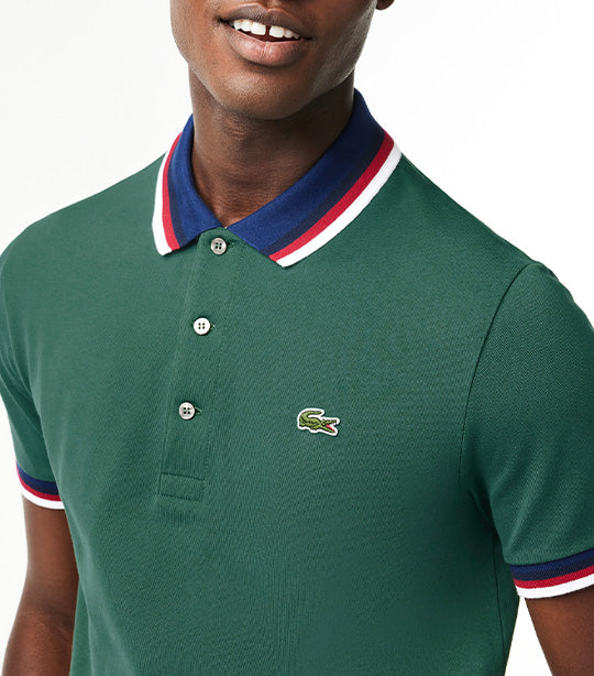 Contrast Collar and Cuff Stretch Polo Shirt Sequoia