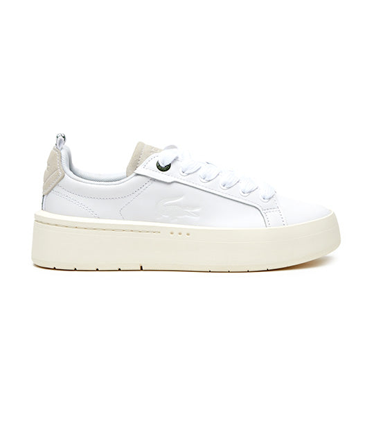 Women's Lacoste Carnaby Platform Leather Trainers White/Off White