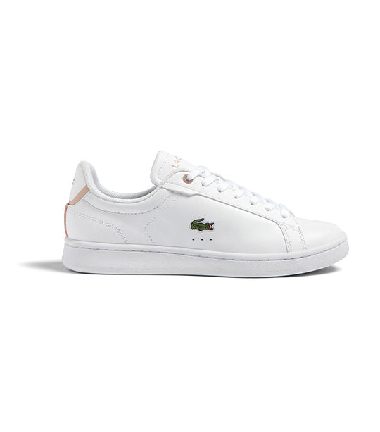 Women's Lacoste Carnaby Pro BL Tonal Leather Trainers White/Light Pink