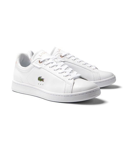 Women's Lacoste Carnaby Pro BL Tonal Leather Trainers White/Light Pink