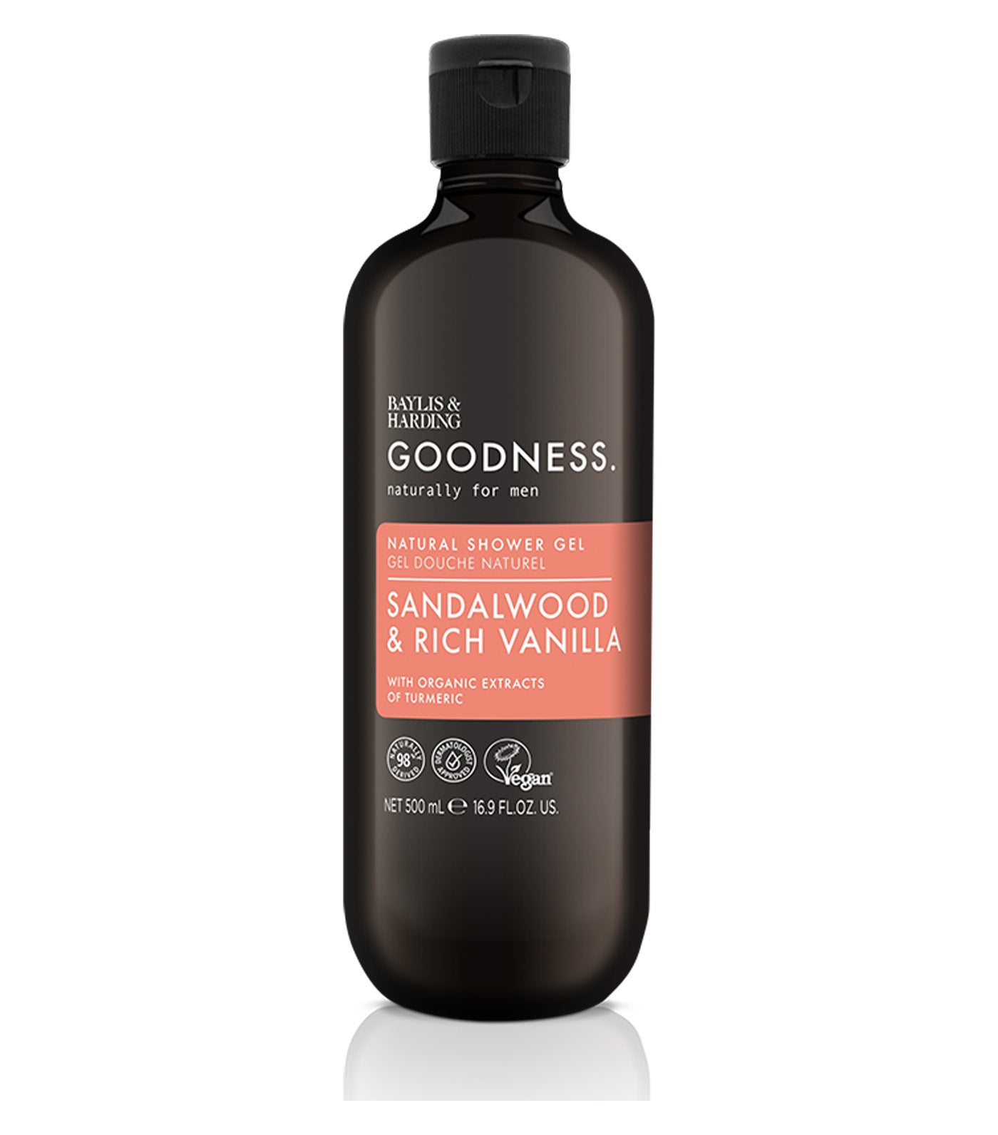 Goodness Mens Shower Gel - Sandalwood and Rich Vanilla