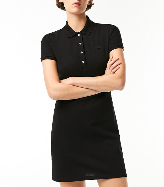 Women's Stretch Cotton Piqué Polo Dress Black
