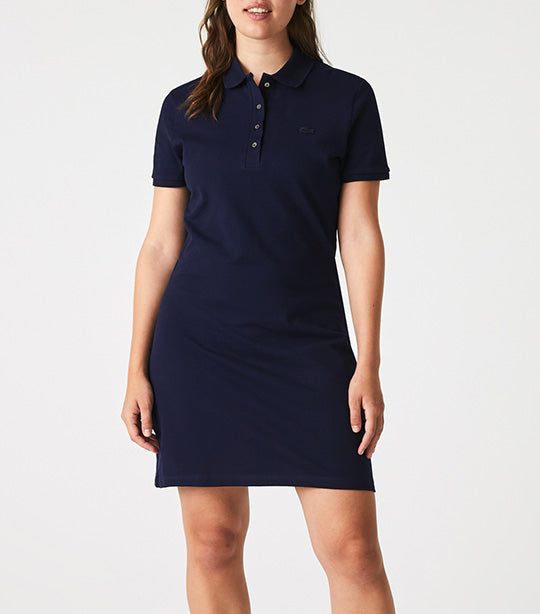 Women's Stretch Cotton Piqué Polo Dress Navy Blue