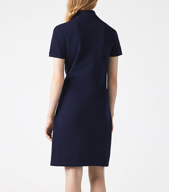 Women's Stretch Cotton Piqué Polo Dress Navy Blue