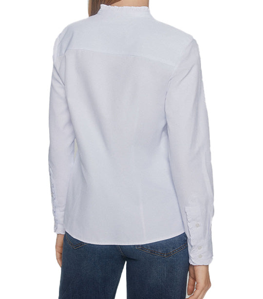 Long Sleeve Ruffled Shirt White