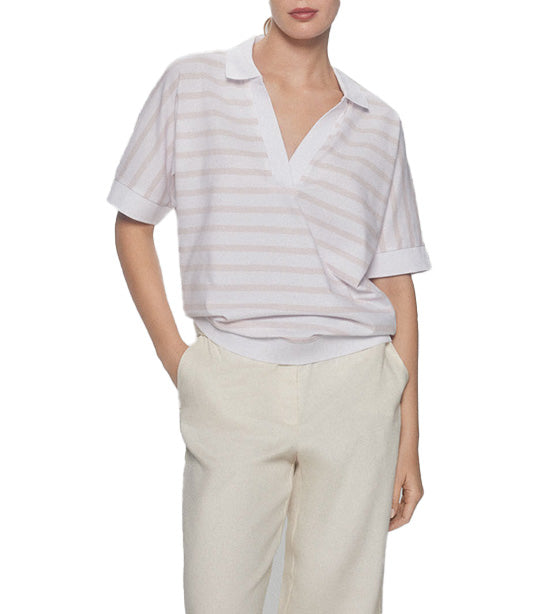 Oversize Striped Polo Shirt Pink