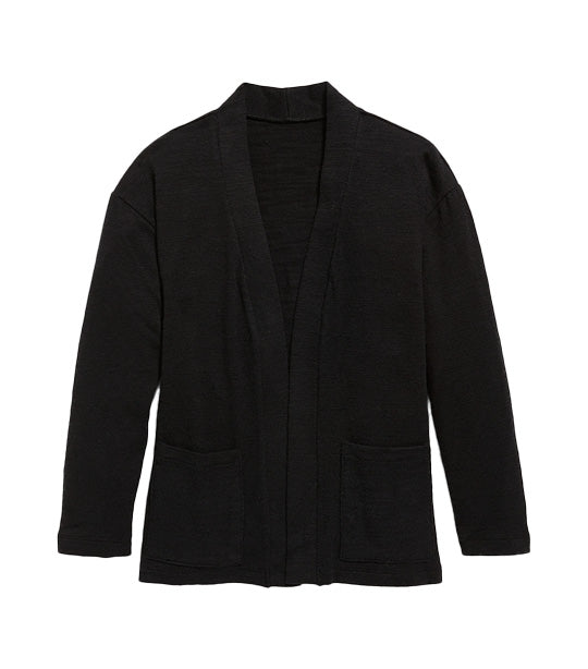 Cozy Plush Open-Front Cardigan Sweater for Girls Black Jack