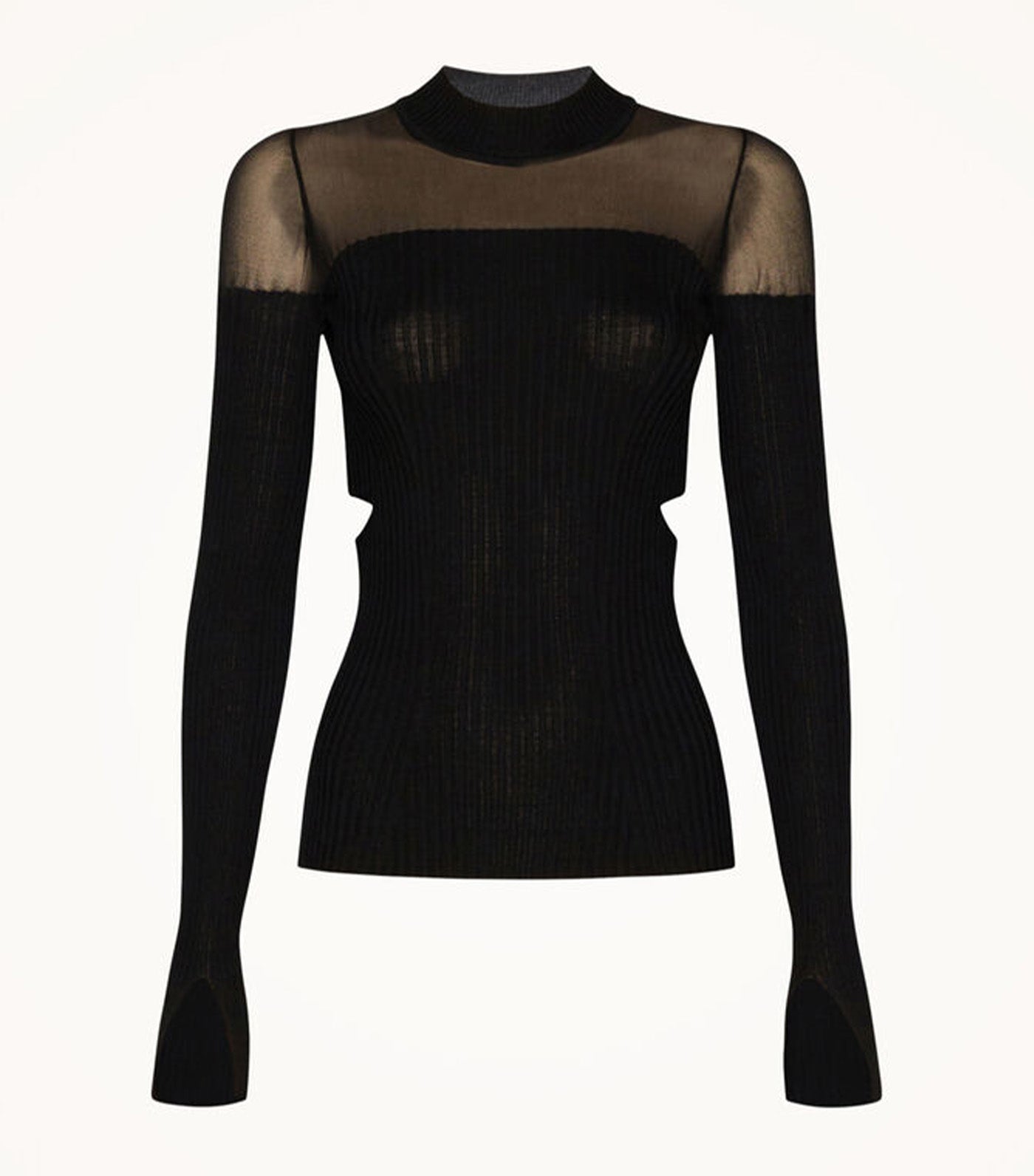 Wolford Contoured Ribs Long Sleeve Top Black