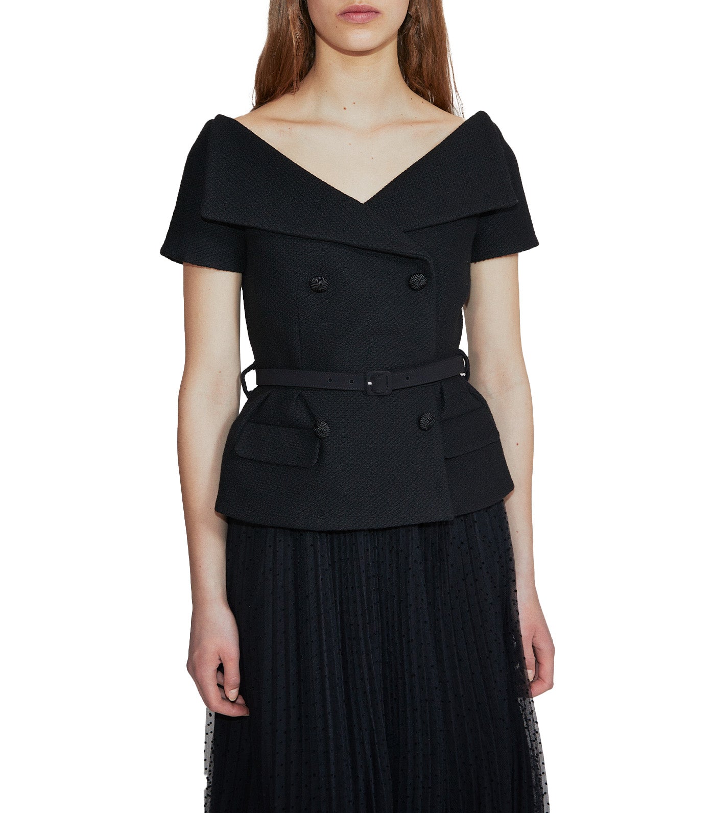 Off-Shoulder Midi Dress Black