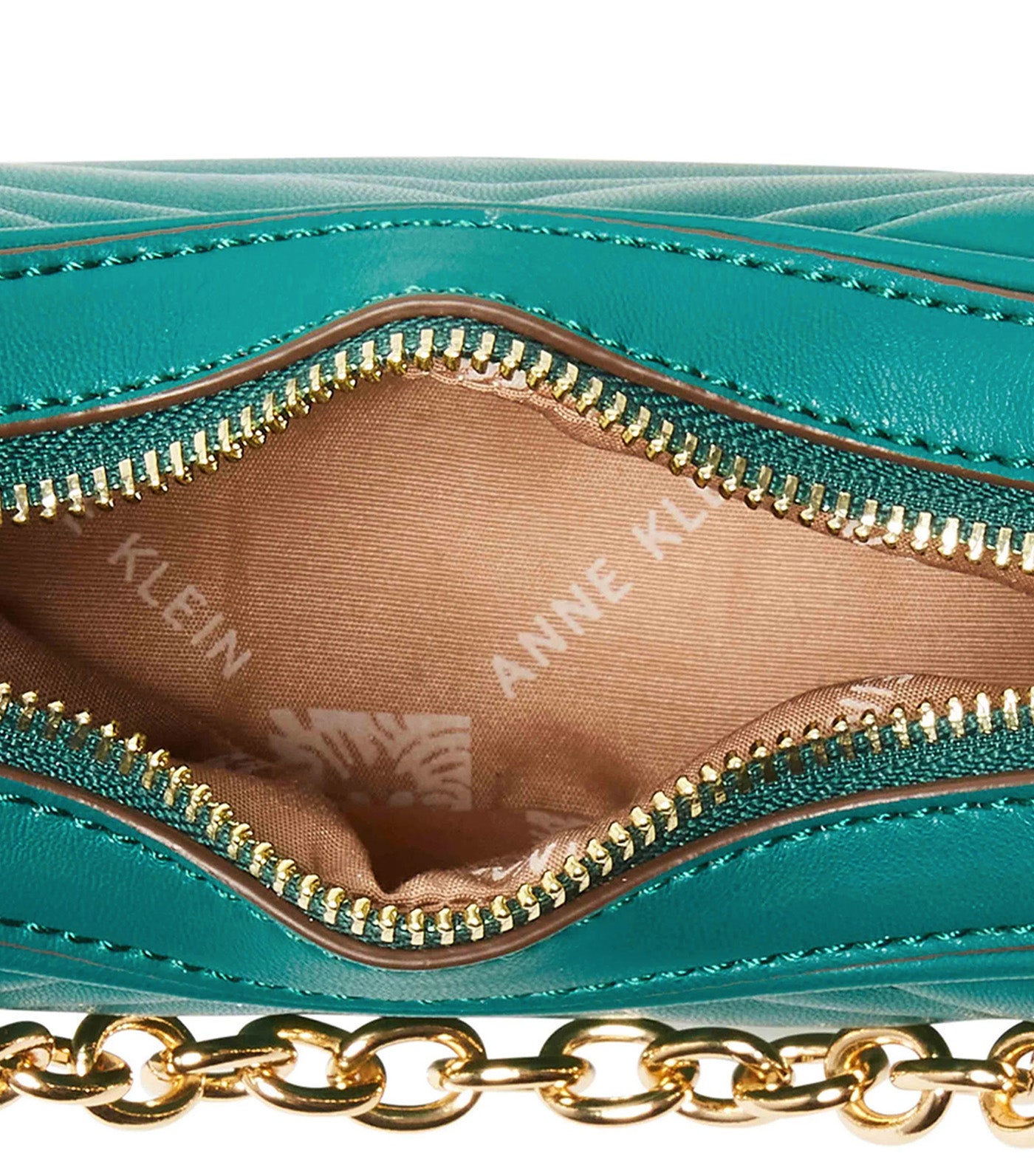 AK Quilted Crescent Shoulder Bag With Swag Chain Emerald