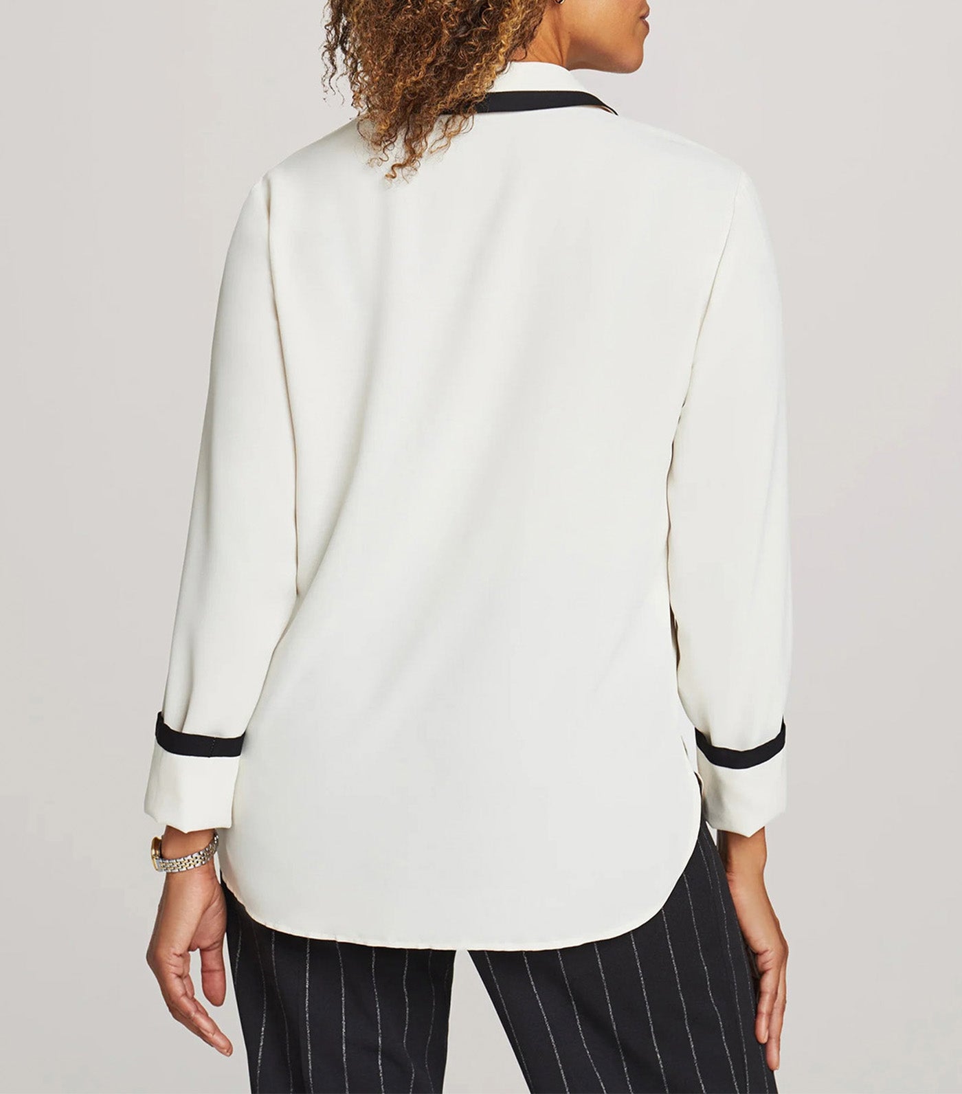 AK Button Down Blouse With Contrast Tipping Anne White