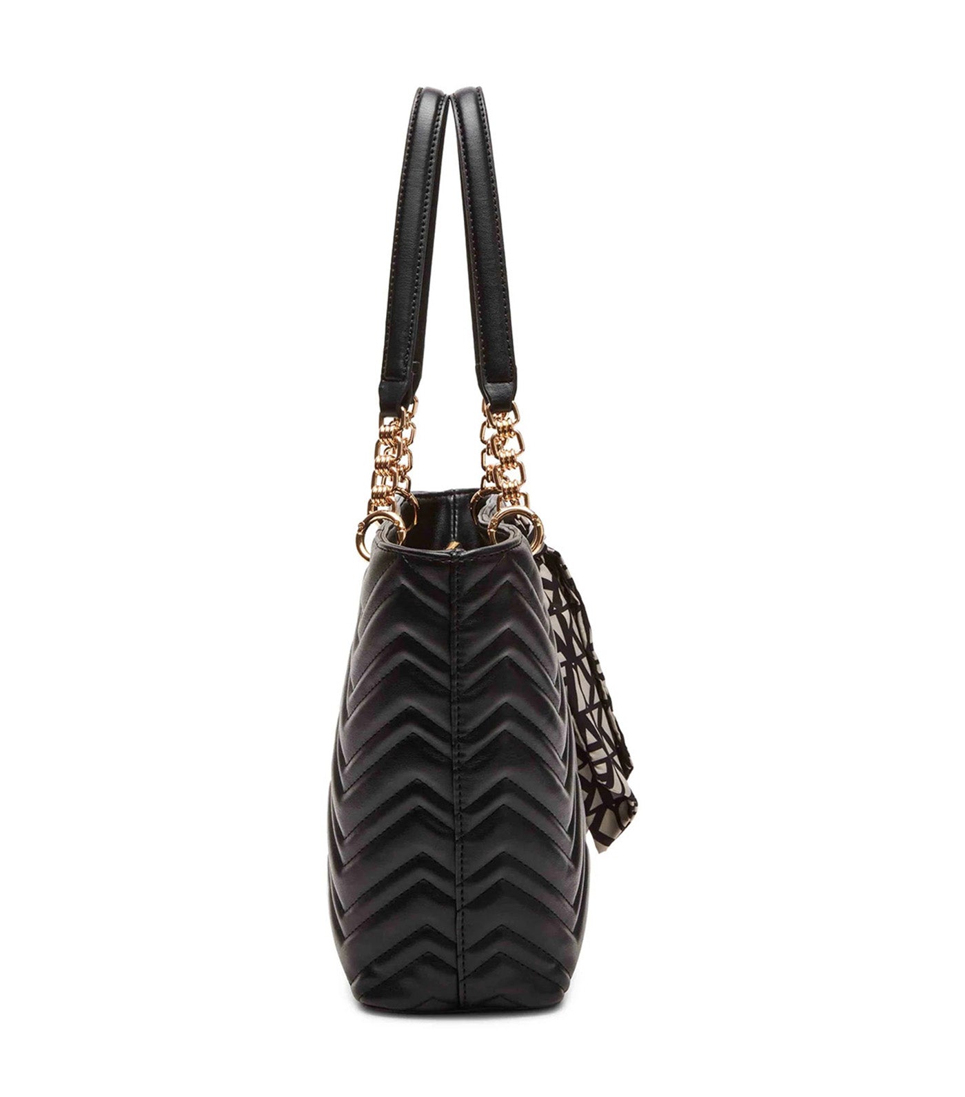 AK Quilted Chain Tote With Turn Lock Black