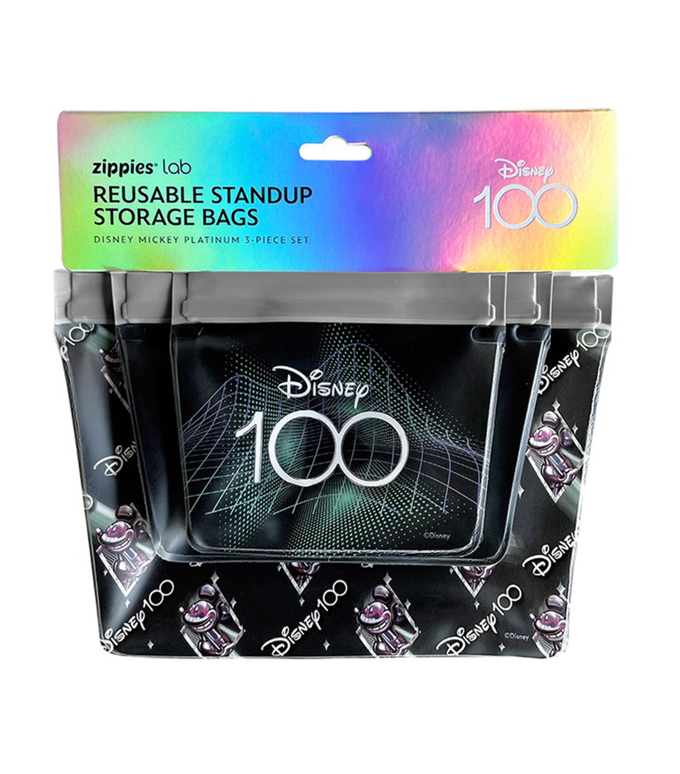 Disney 100 Platinum Mickey 3-Piece Reusable Bag Set