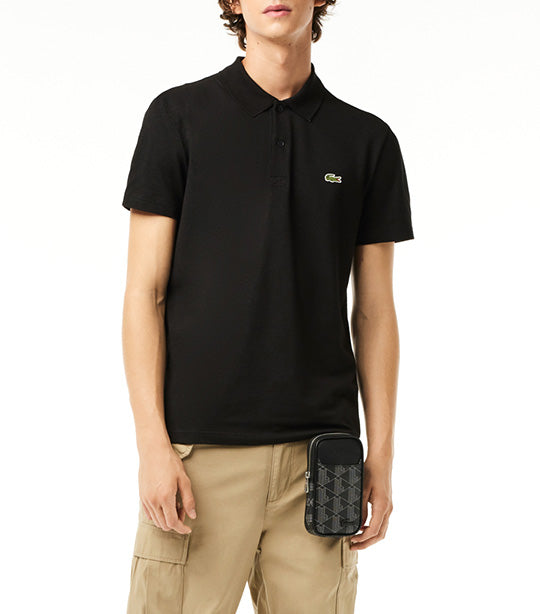 Men's Lac Regular Fit Stretch Organic Cotton Polo Shirt Black