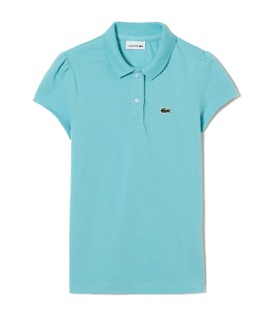 Girls' Lacoste Scalloped Collar Mini Piqué Polo Shirt Littoral