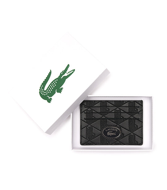 Leather Monogram Print Card Holder Noir