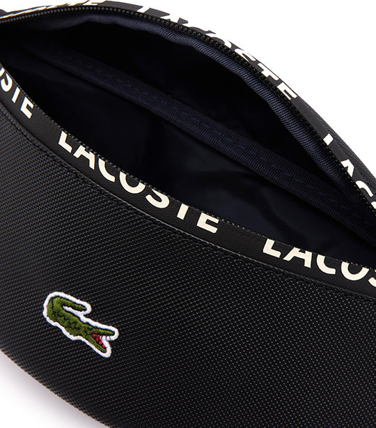 Lacoste Coated Canvas Logo Stripe Waist Bag Noir Far