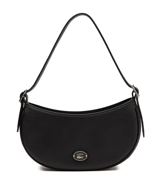 Women’s Lacoste Top Grain Leather Halfmoon Bag Noir