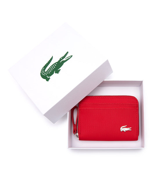 Lacoste Daily Lifestyle Coated Canvas Zipped Coin Purse Haut Rouge