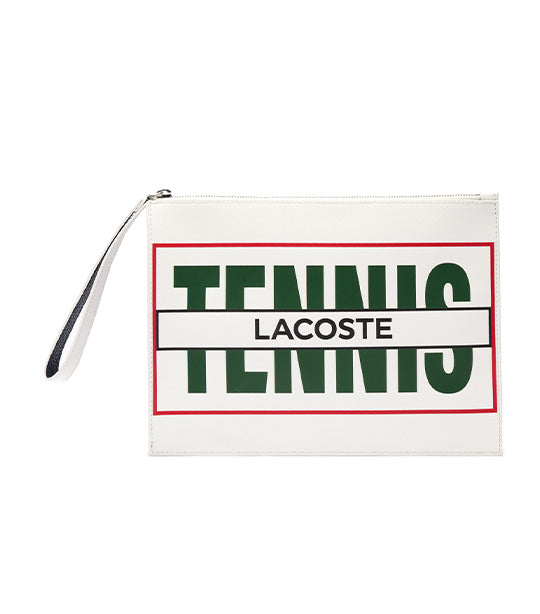 Tennis Print Coated Canvas Clutch Farine Marine 166