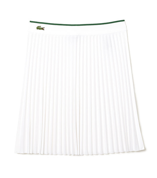 Short Pleated Elastic Waist Skirt White
