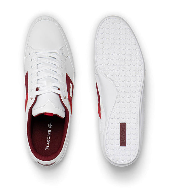 Lacoste Men's Chaymon Mixed Material Trainers White/Burgundy