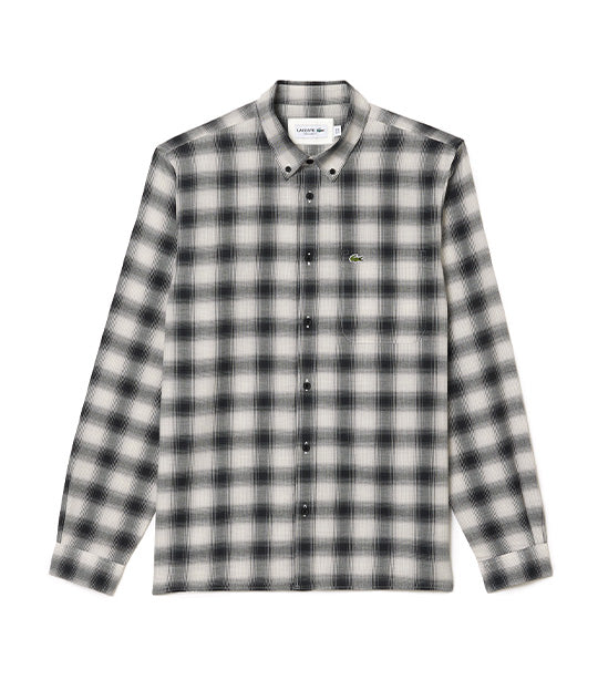 Cotton/Wool Blend Checked Shirt Black/Multicolor