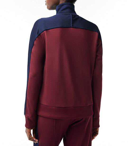 Zipped Colorblock Cotton Piqué Sweatshirt Zin/Navy Blue