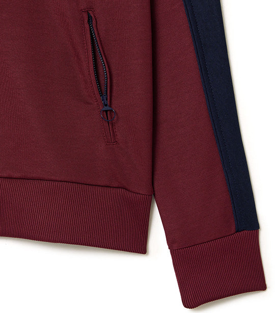 Zipped Colorblock Cotton Piqué Sweatshirt Zin/Navy Blue
