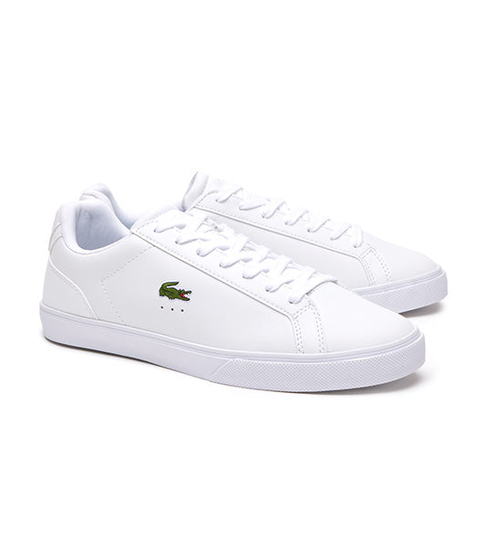 Lacoste mens white clearance leather trainers