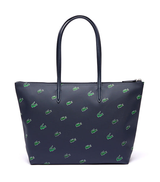 Lacoste Coated Canvas Croc Print Tote Bag Marine 166