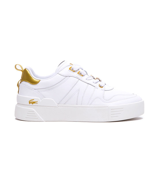 Lacoste Women s Lacoste L002 Leather Trainers White Gold Rustan s