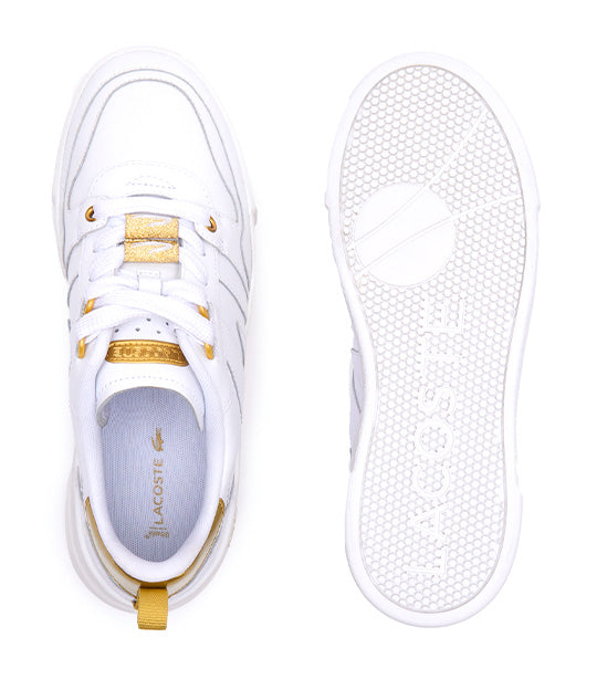 Women's Lacoste L002 Leather Trainers White/Gold