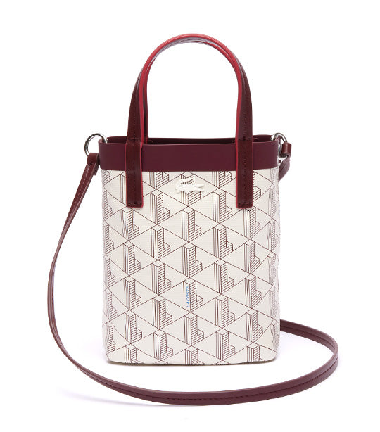 Lacoste Coated Canvas Monogram Mini Tote Mono Farine Zin