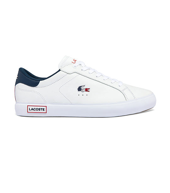 Men's Powercourt Leather Tricolor Trainers White/Navy/Red