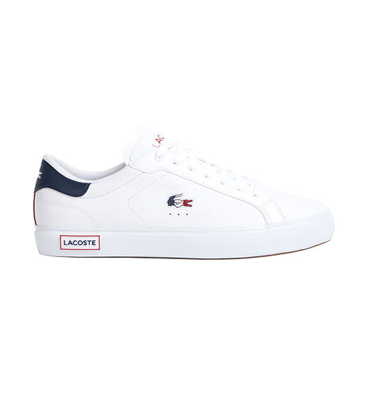 Men's Powercourt Leather Tricolor Trainers White/Navy/Red